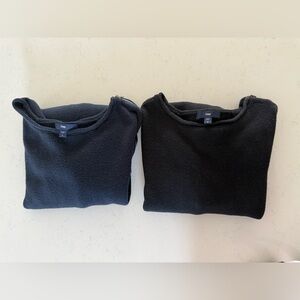 Two GAP Black and navy Crewneck Sweaters with zipper detail